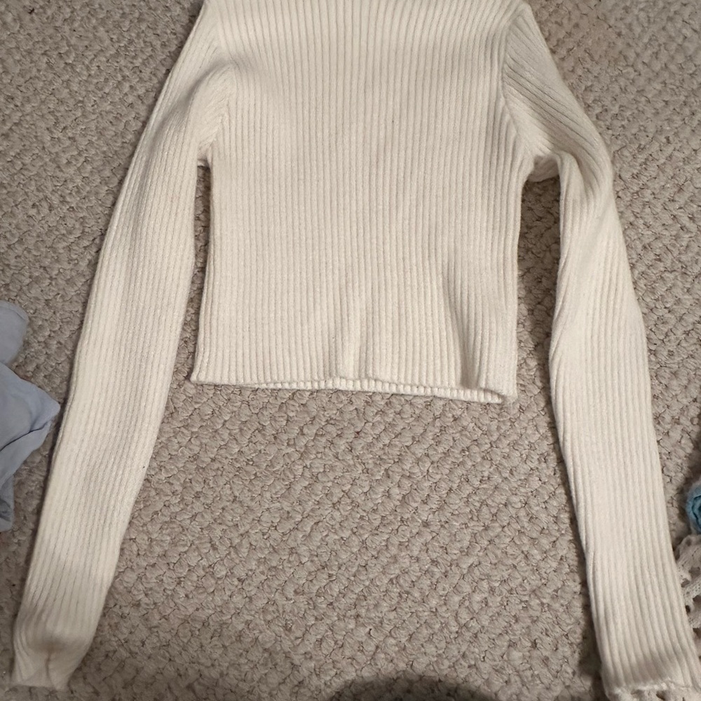 Papermoon Ivory Ribbed Knit Top